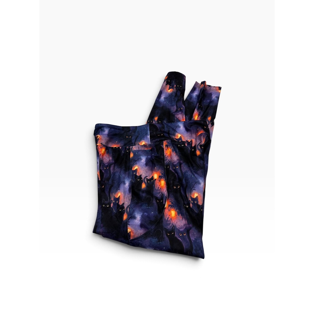 Charlies Project Black Cat Lantern Halloween Leggings TC 16-22 Plus Size Pockets